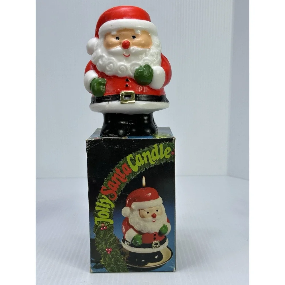 Vintage Lot 7 Gurley Candles 4 Santa 2 Snowman 1 Reindeer Wearing Bell